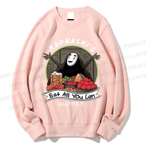 Unisex No-Face Eat All You Can Printed Sweatshirt