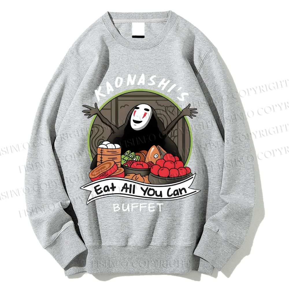 Unisex No-Face Eat All You Can Printed Sweatshirt