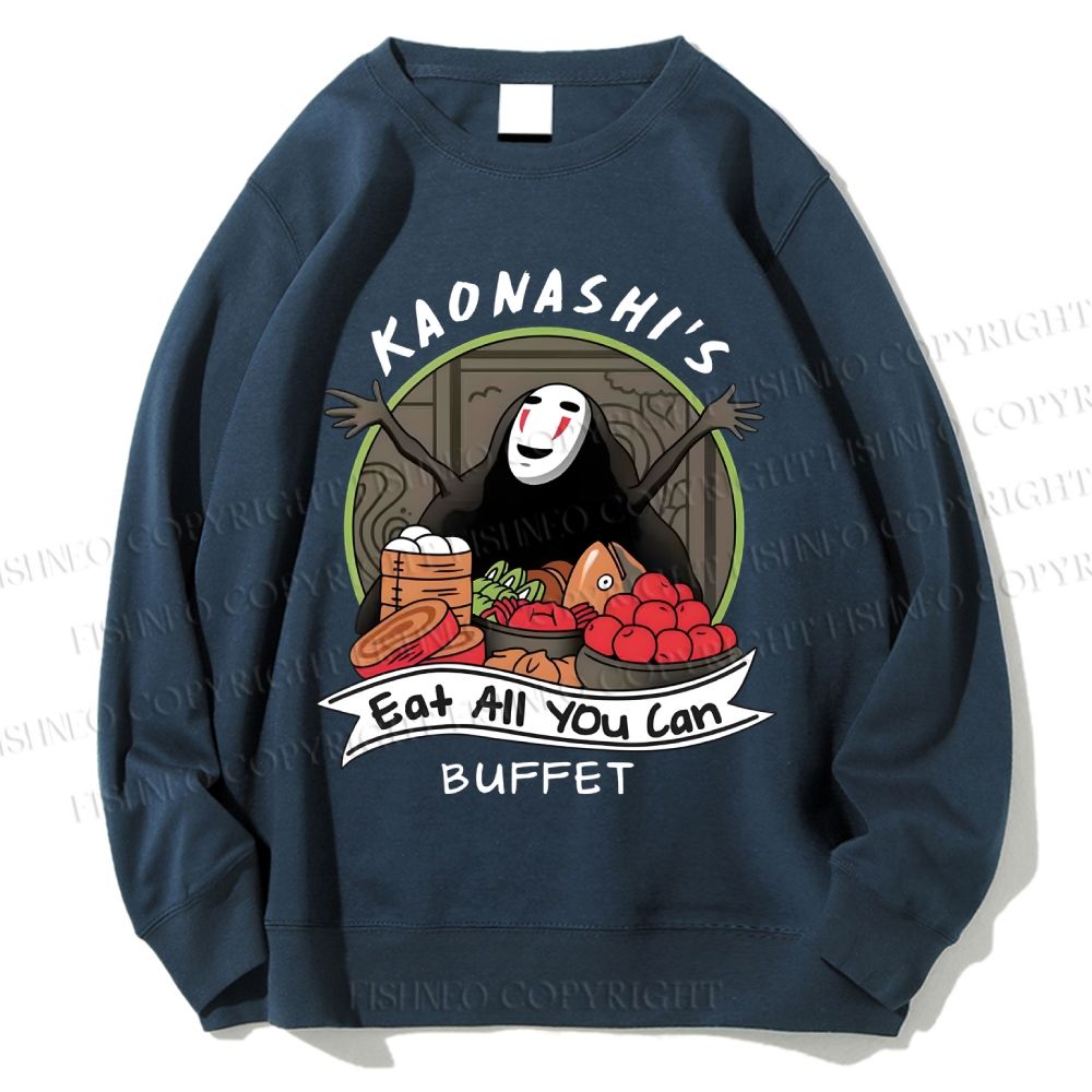 Unisex No-Face Eat All You Can Printed Sweatshirt