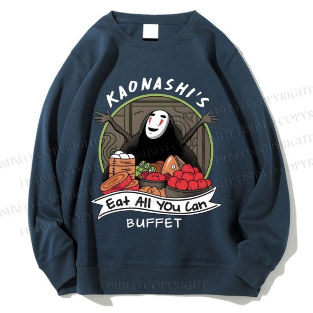 Unisex No-Face Eat All You Can Printed Sweatshirt