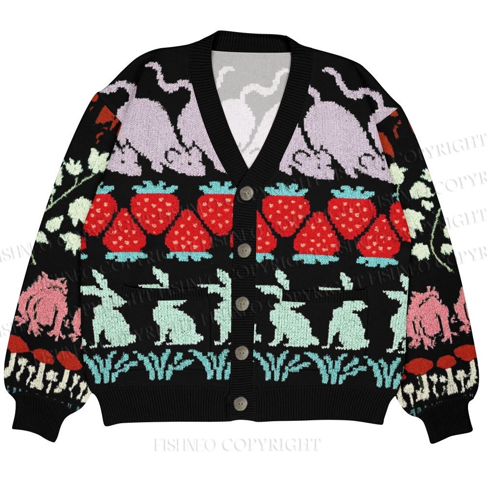 Berry Forest Ugly Cardigan Sweater