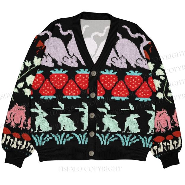 Berry Forest Ugly Cardigan Sweater