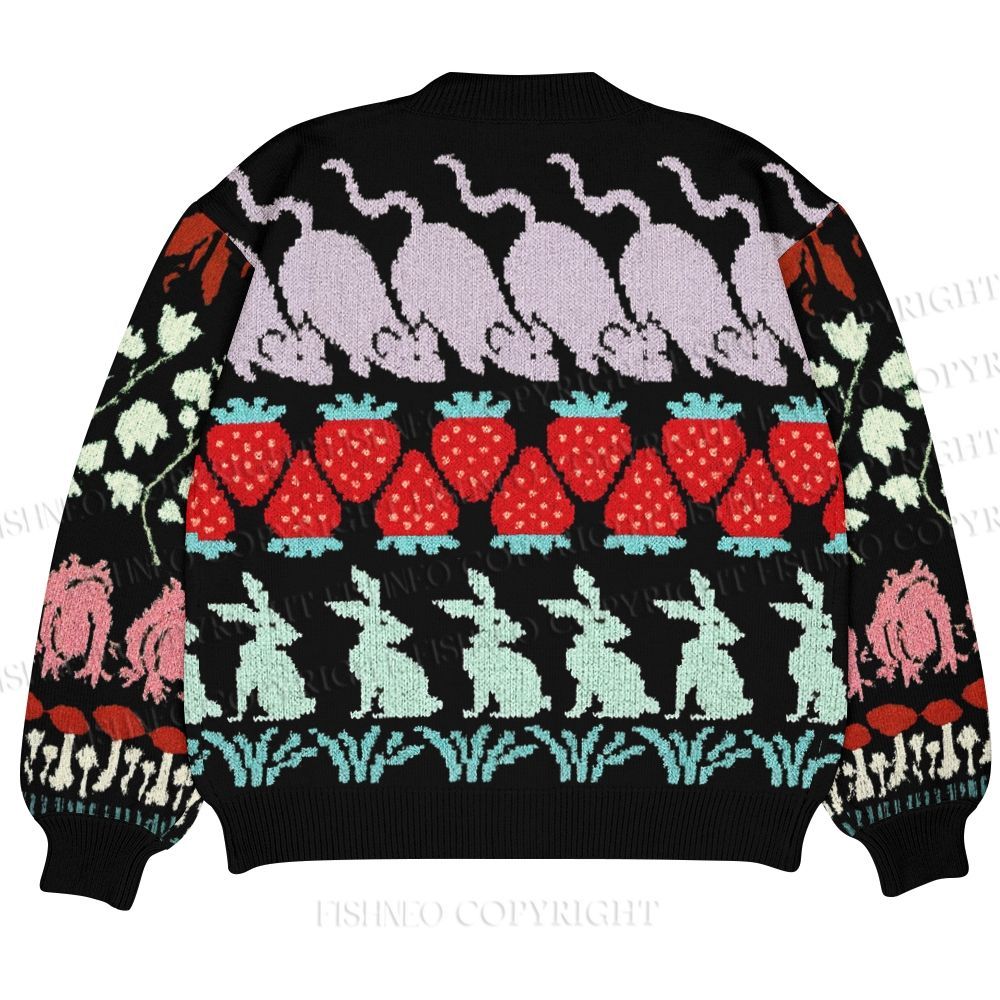 Berry Forest Ugly Cardigan Sweater