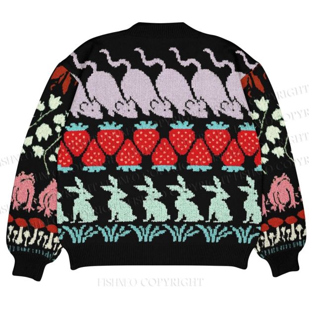 Berry Forest Ugly Cardigan Sweater