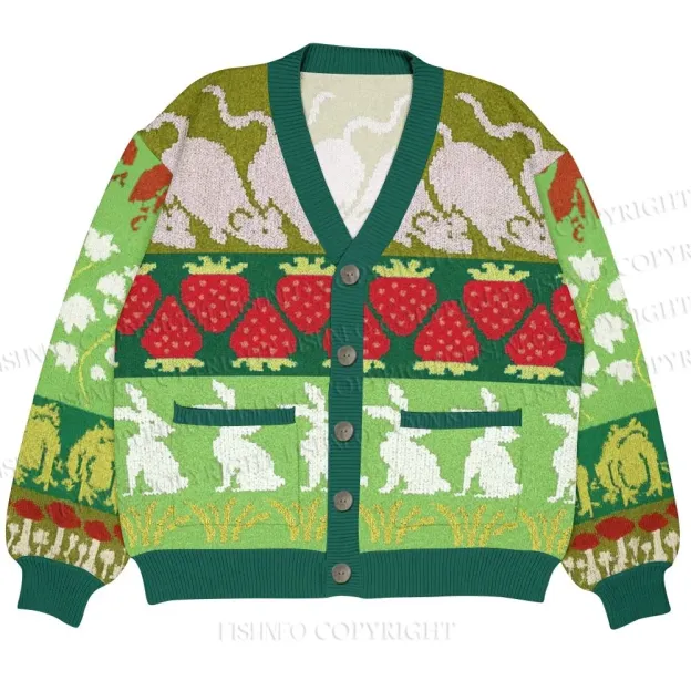 Berry Forest Ugly Cardigan Sweater