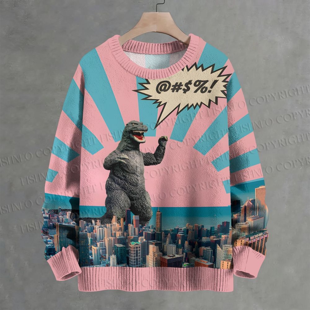 Giant Godzilla Crew Neck Sweater