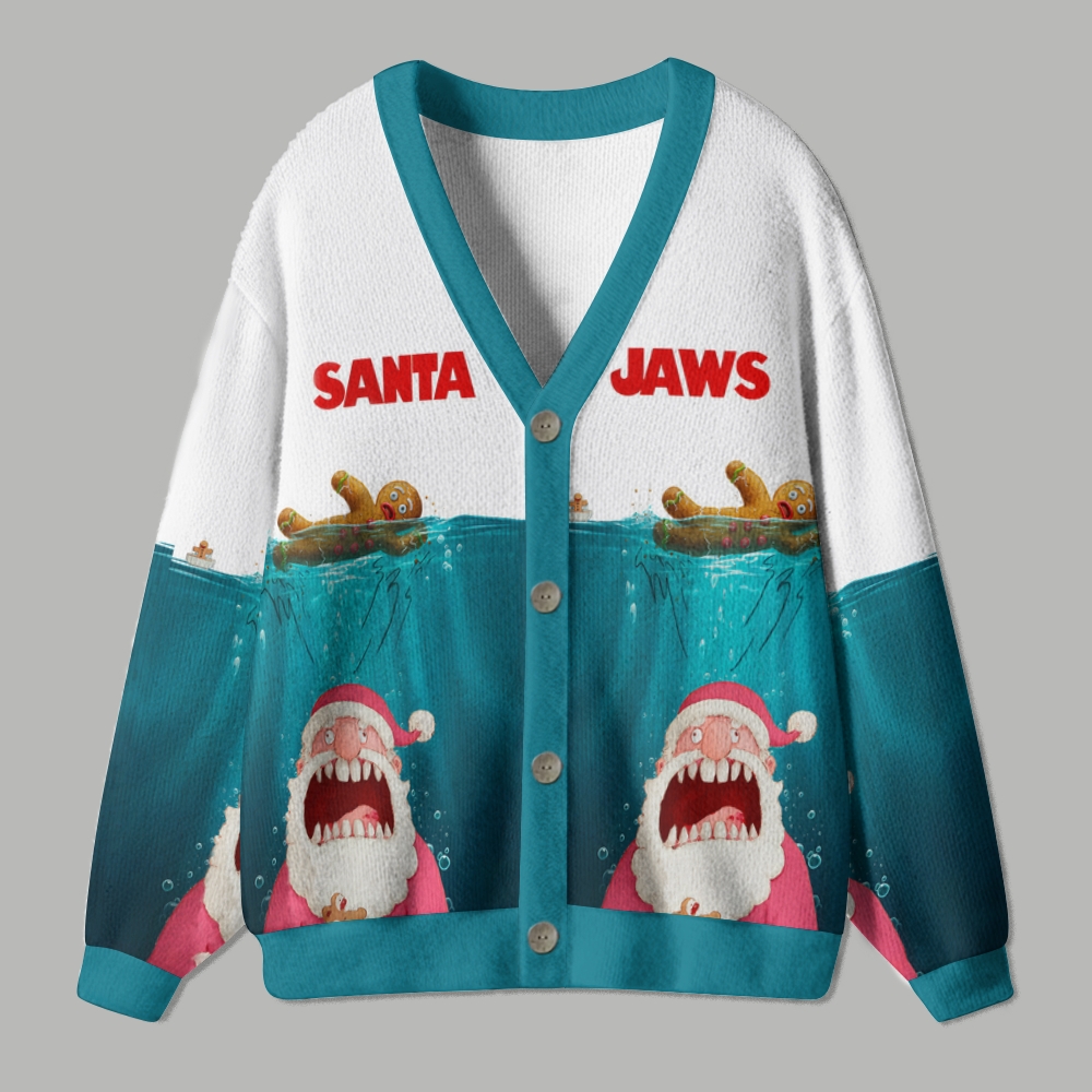 Fishneo Santa’s Holiday Chaos: Gingerbread Trouble Ugly Cardigan Sweater