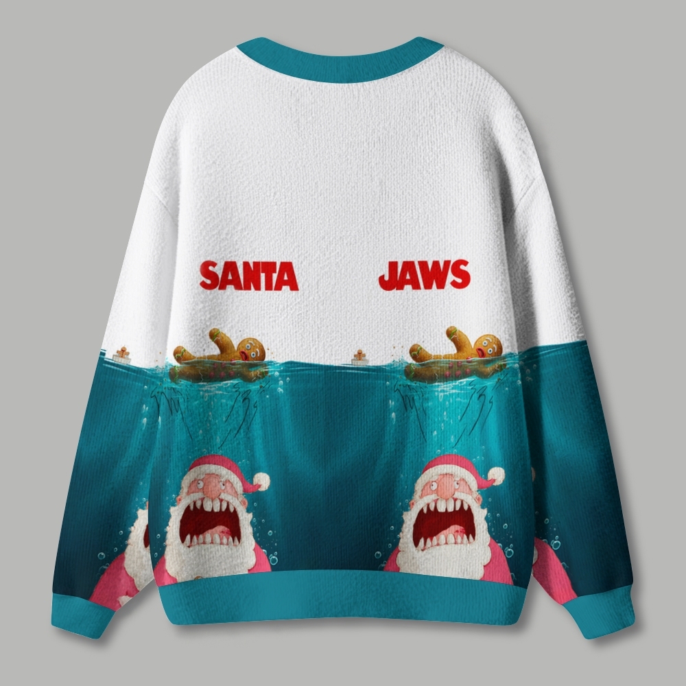 Fishneo Santa’s Holiday Chaos: Gingerbread Trouble Ugly Cardigan Sweater