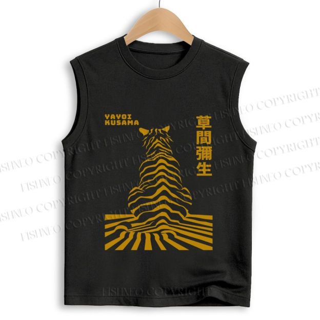 Unisex Yayoi Kusama Panther Printed Cotton Tank Top