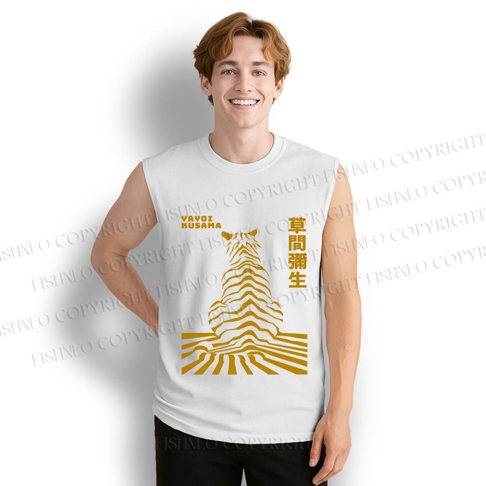 Unisex Yayoi Kusama Panther Printed Cotton Tank Top