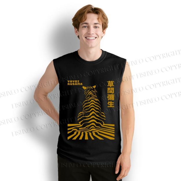 Unisex Yayoi Kusama Panther Printed Cotton Tank Top