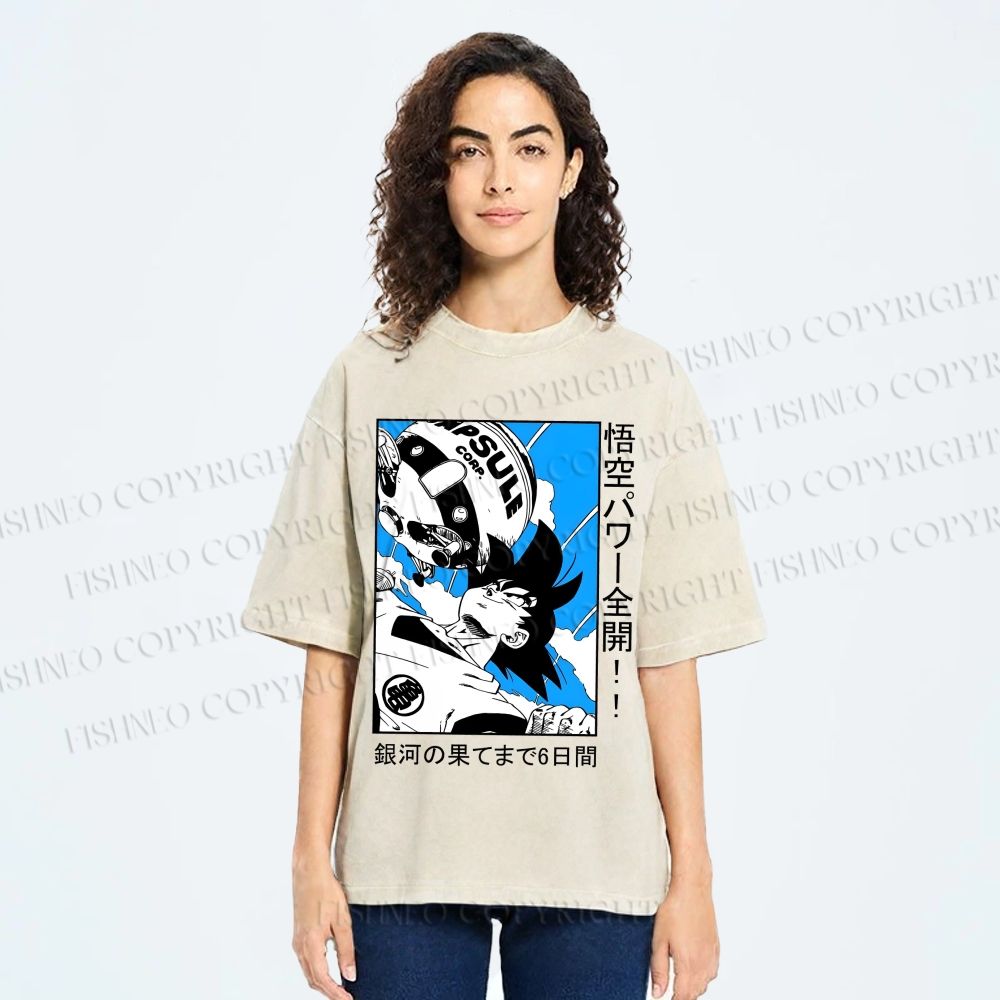 Unisex Dragon Ball Goku Printed Washed Tee
