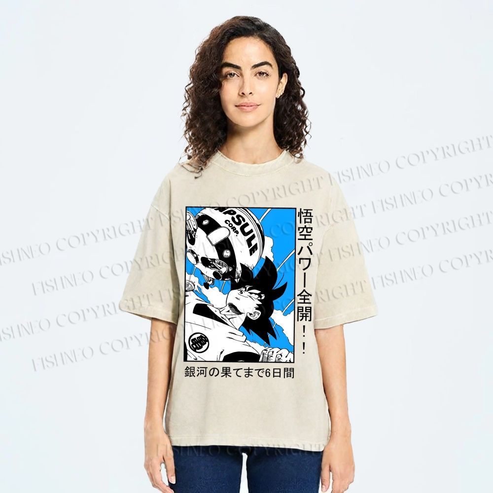Unisex Dragon Ball Goku Printed Washed Tee