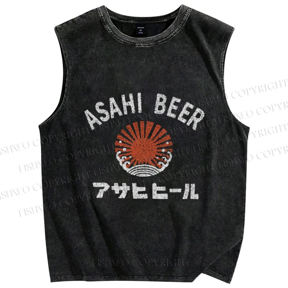 Asahi Beer Wave Vintage Distressed Washed Tank Top