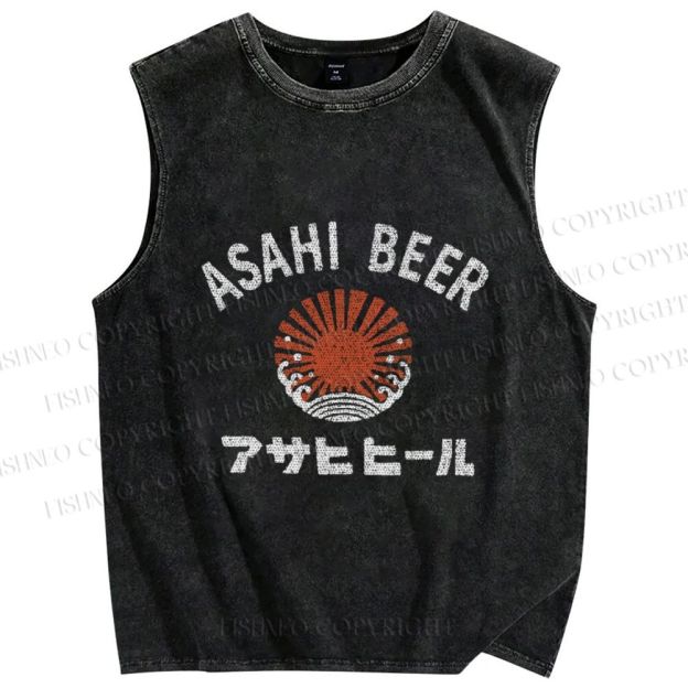 Asahi Beer Wave Vintage Distressed Washed Tank Top