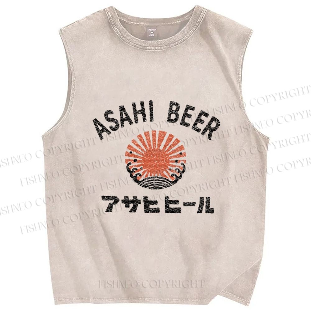 Asahi Beer Wave Vintage Distressed Washed Tank Top