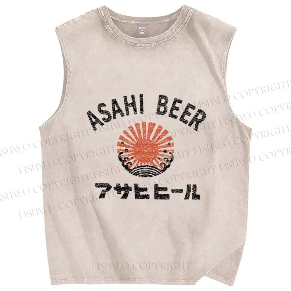 Asahi Beer Wave Vintage Distressed Washed Tank Top