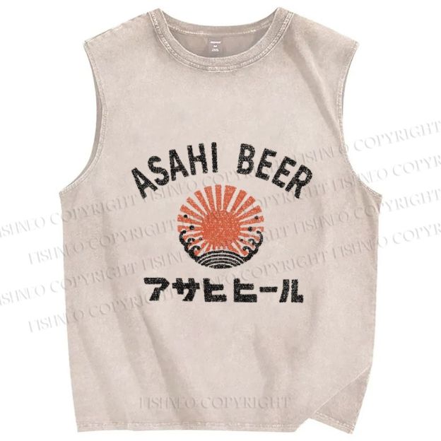 Asahi Beer Wave Vintage Distressed Washed Tank Top