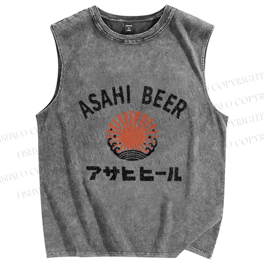 Asahi Beer Wave Vintage Distressed Washed Tank Top