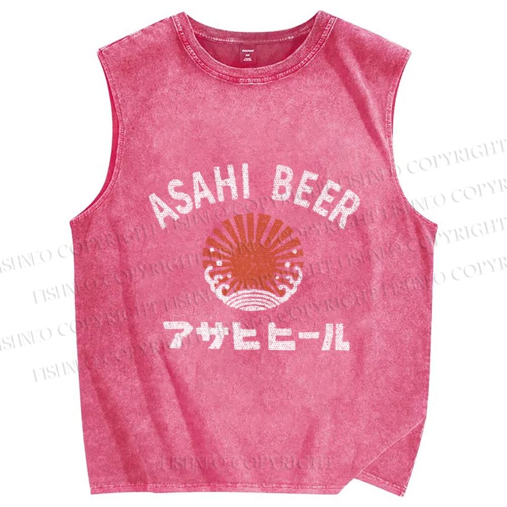 Asahi Beer Wave Vintage Distressed Washed Tank Top
