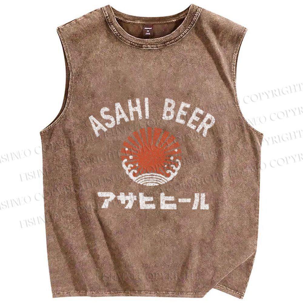 Asahi Beer Wave Vintage Distressed Washed Tank Top