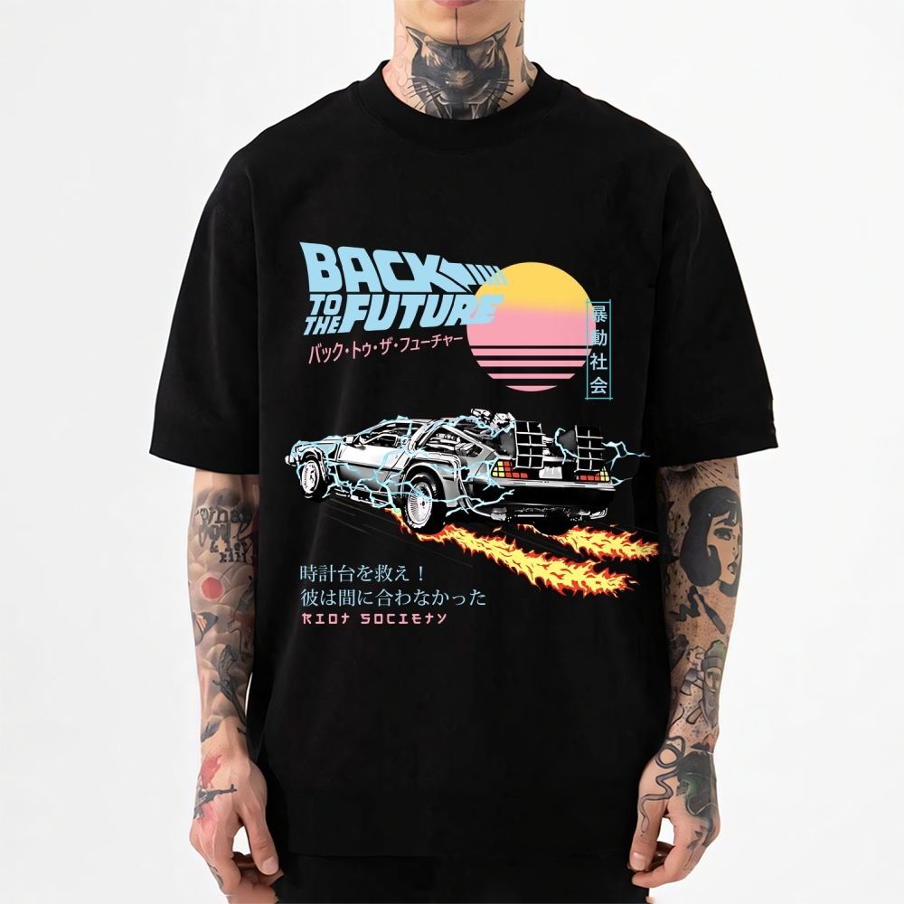 Unisex Classic Cotton Back to The Future Japanese Style Printed T-shirt