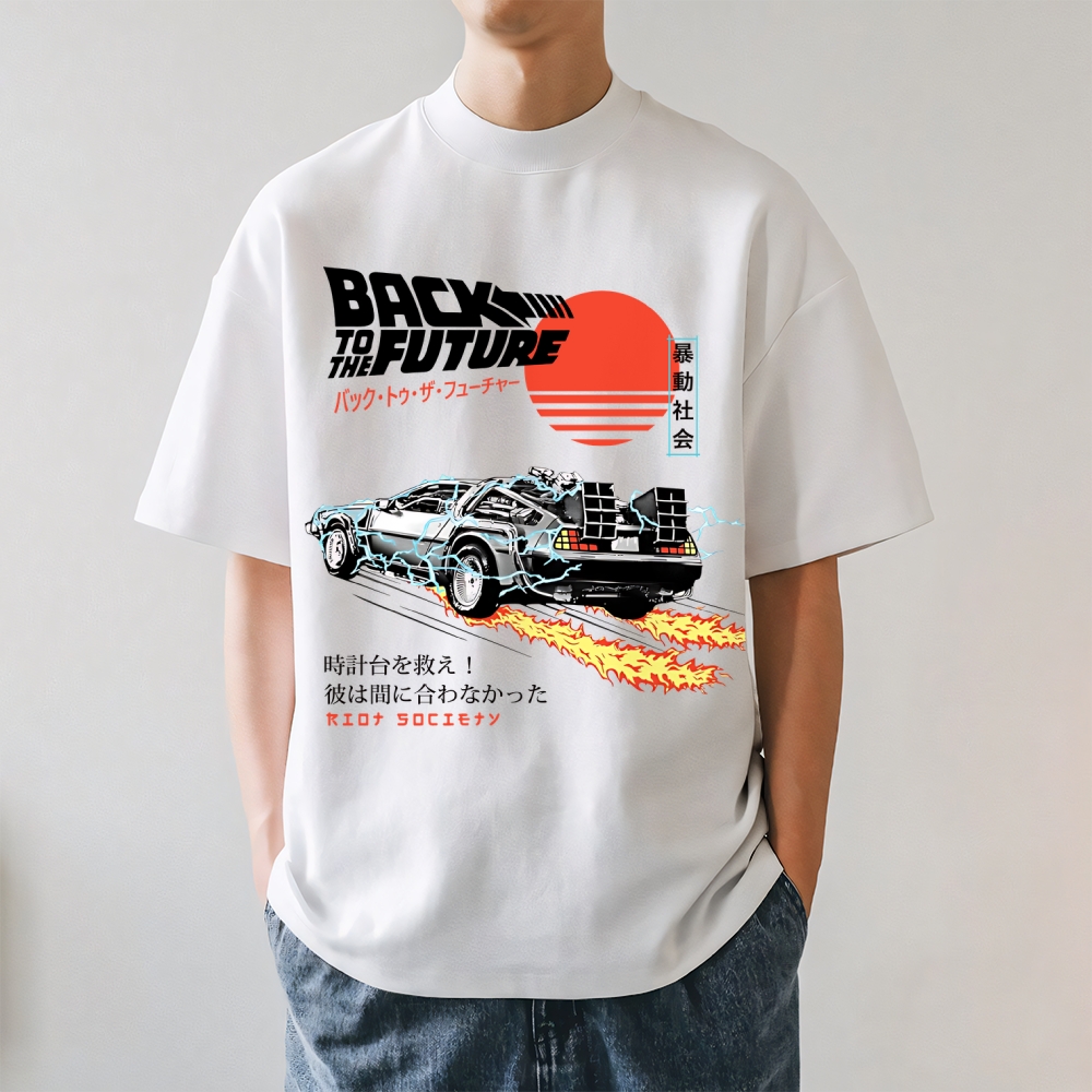 Unisex Classic Cotton Back to The Future Japanese Style Printed T-shirt
