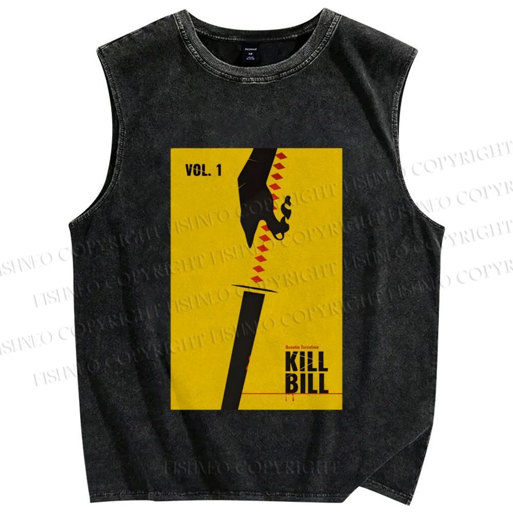 Unisex Kill Bill Printed Washed Tank Top