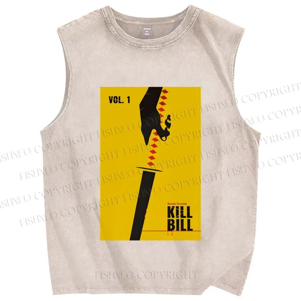 Unisex Kill Bill Printed Washed Tank Top