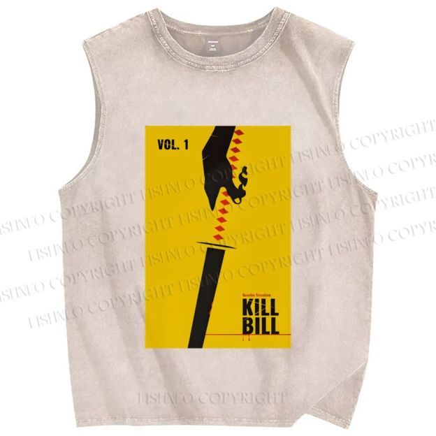 Unisex Kill Bill Printed Washed Tank Top