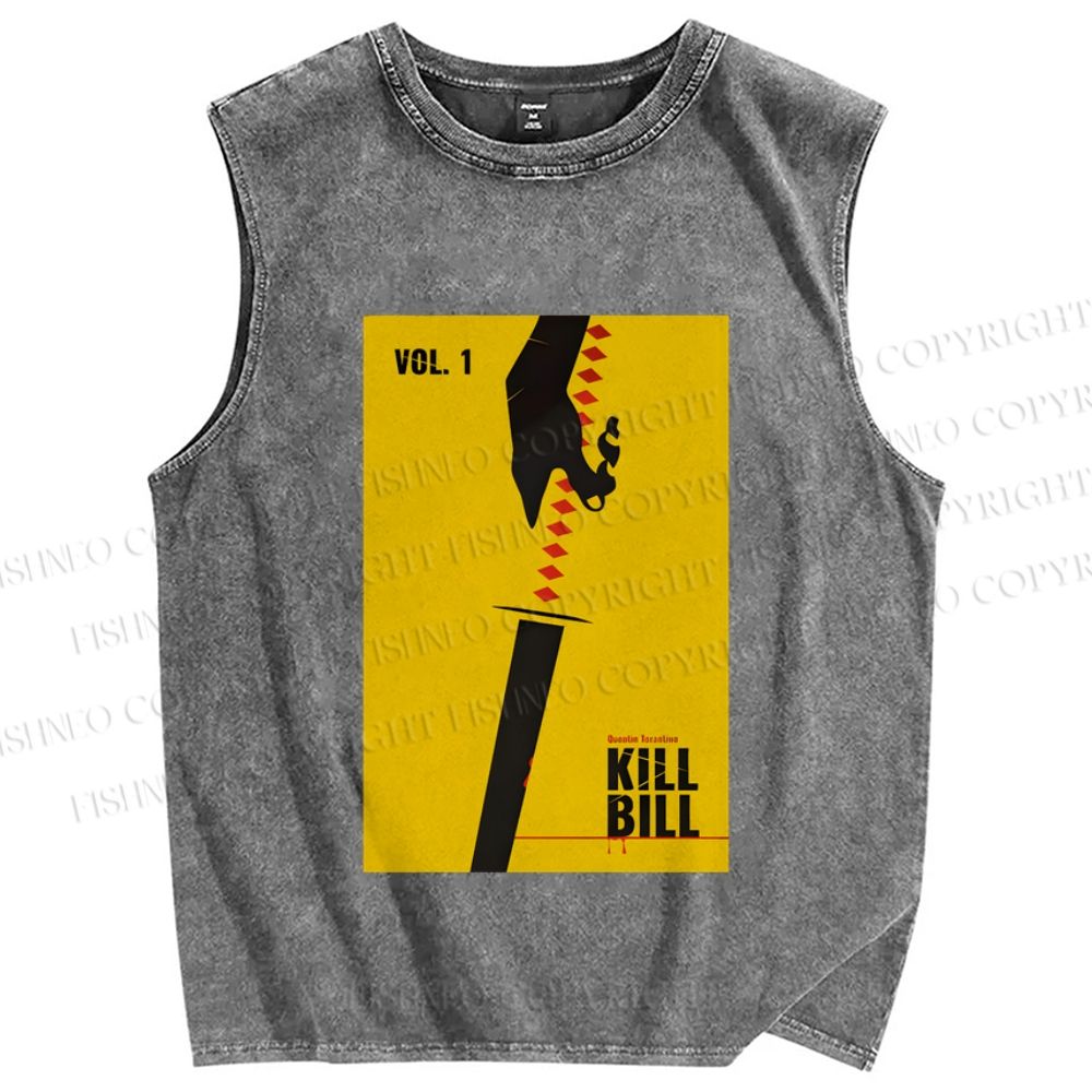 Unisex Kill Bill Printed Washed Tank Top