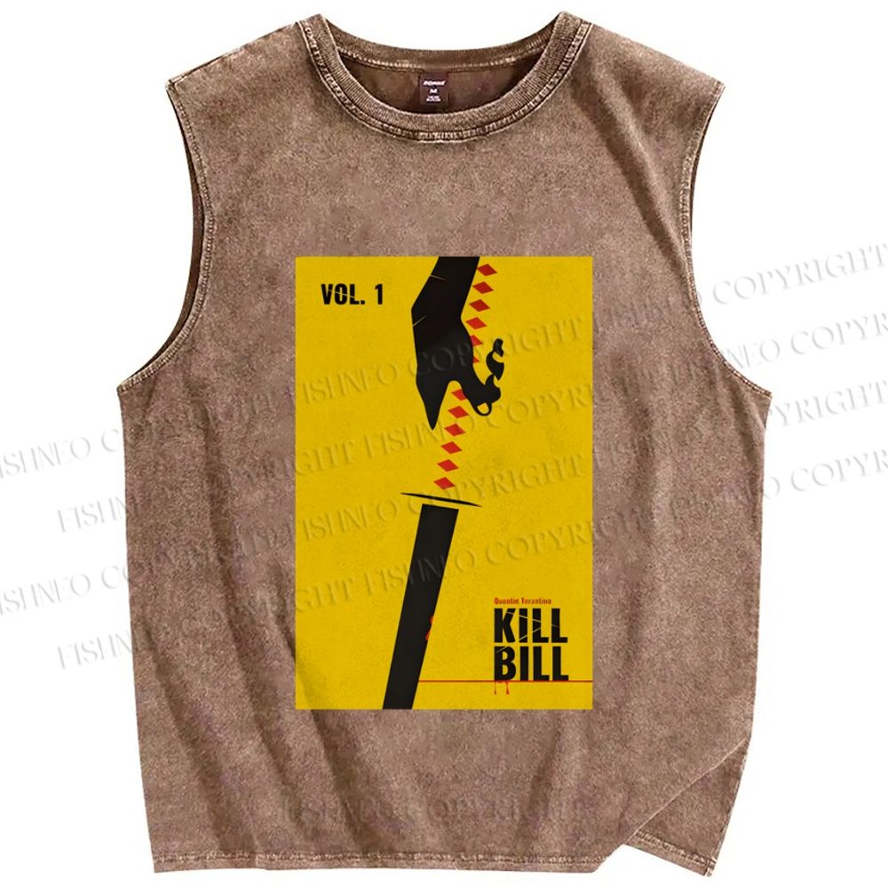 Unisex Kill Bill Printed Washed Tank Top