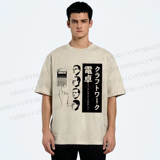 Unisex Kraftwerk Pocket Calculator Printed Washed Tee