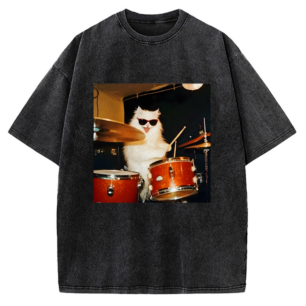 Funny Cat Meme Vintage Washed T-shirt