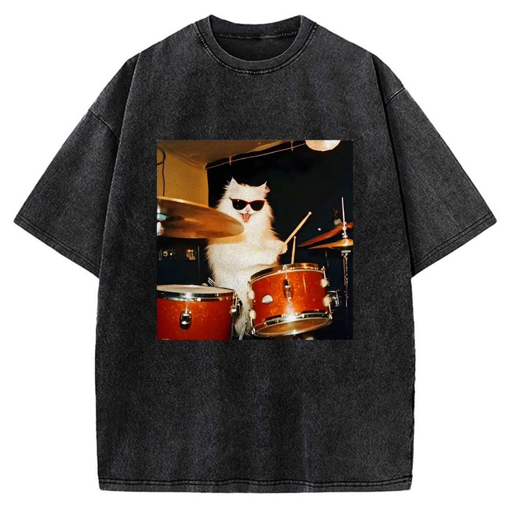 Funny Cat Meme Vintage Washed T-shirt