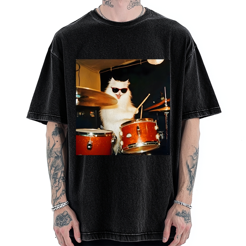 Funny Cat Meme Vintage Washed T-shirt