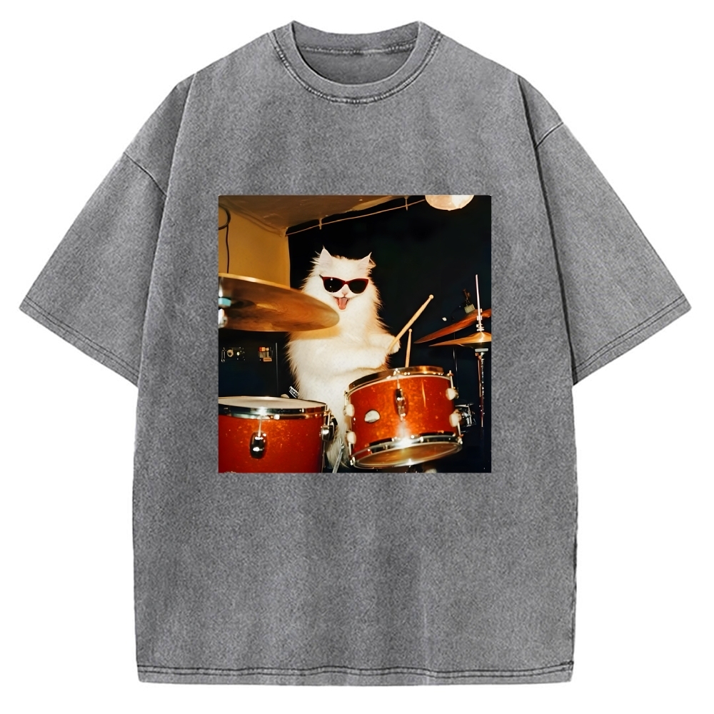Funny Cat Meme Vintage Washed T-shirt
