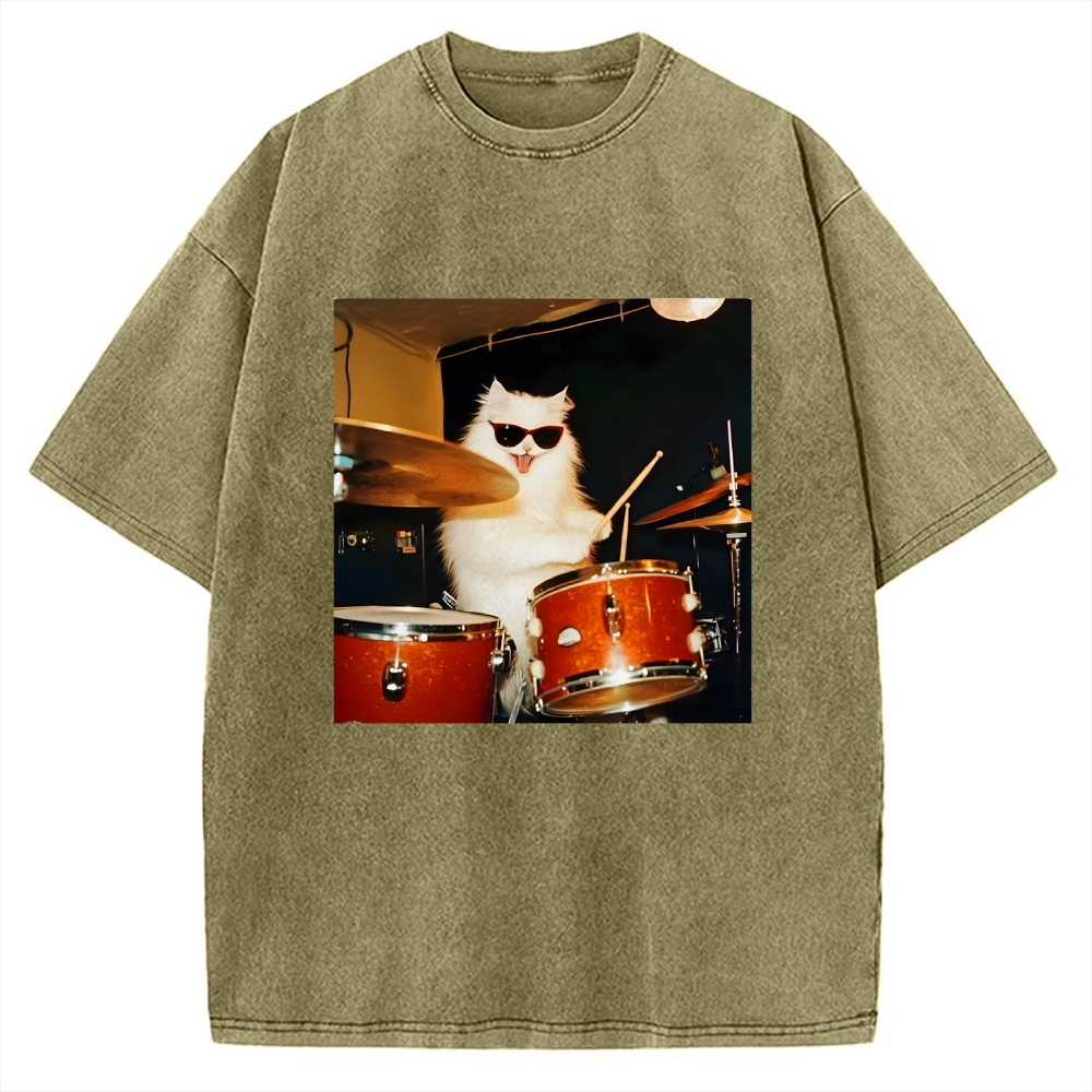 Funny Cat Meme Vintage Washed T-shirt