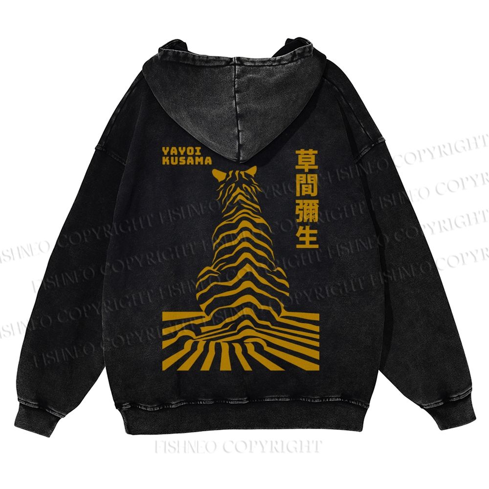 Japanese Yayoi Kusama Panther Casual Washed Hoodie