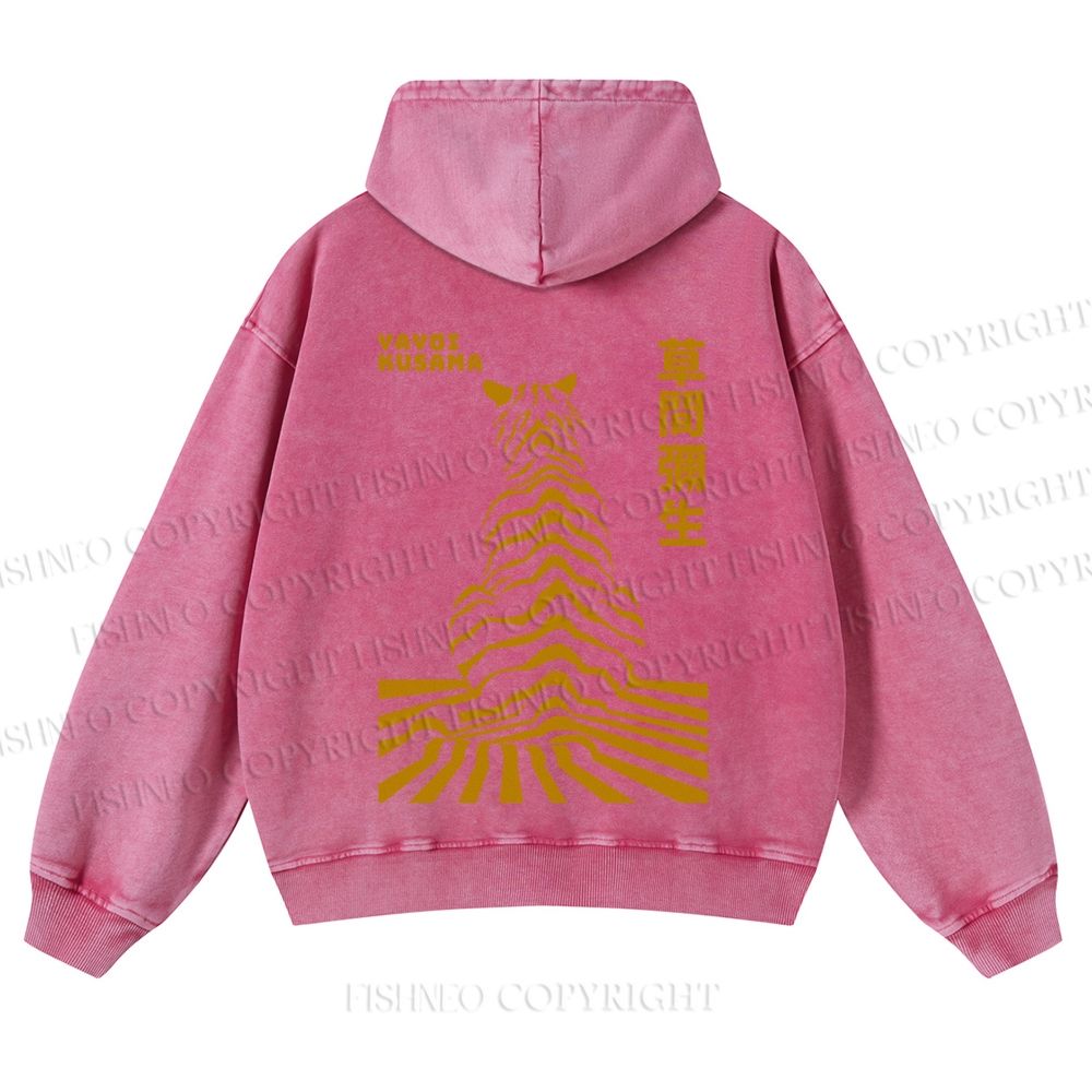 Japanese Yayoi Kusama Panther Casual Washed Hoodie
