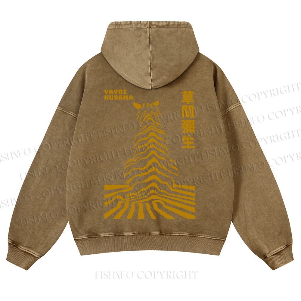 Japanese Yayoi Kusama Panther Casual Washed Hoodie