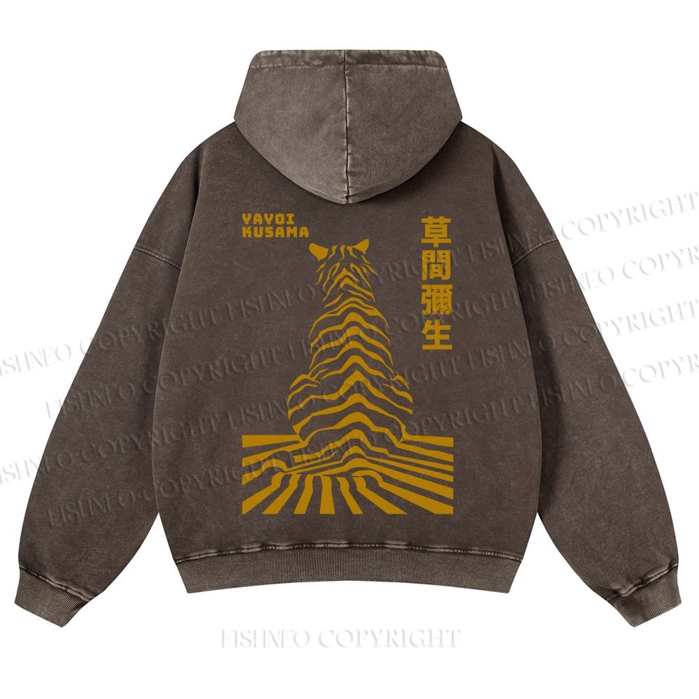 Japanese Yayoi Kusama Panther Casual Washed Hoodie