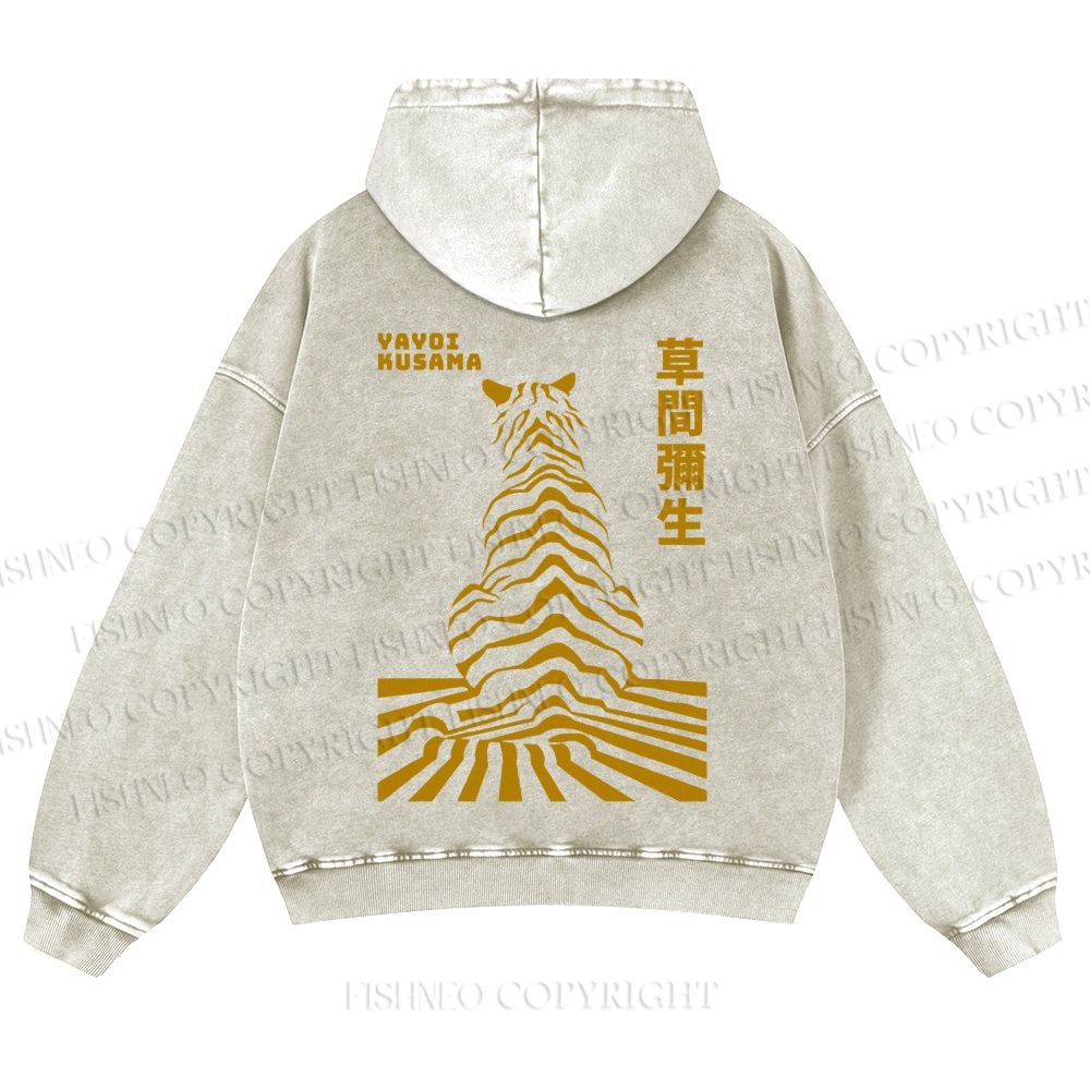 Japanese Yayoi Kusama Panther Casual Washed Hoodie