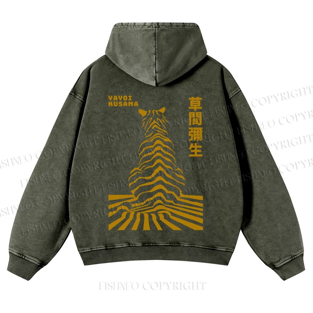 Japanese Yayoi Kusama Panther Casual Washed Hoodie