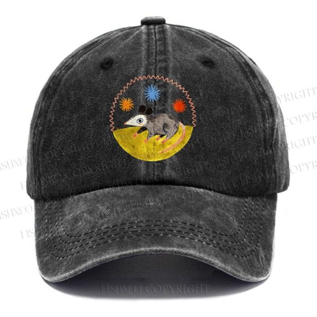Unisex Vintage Casual Cute Opossum Washed Cap