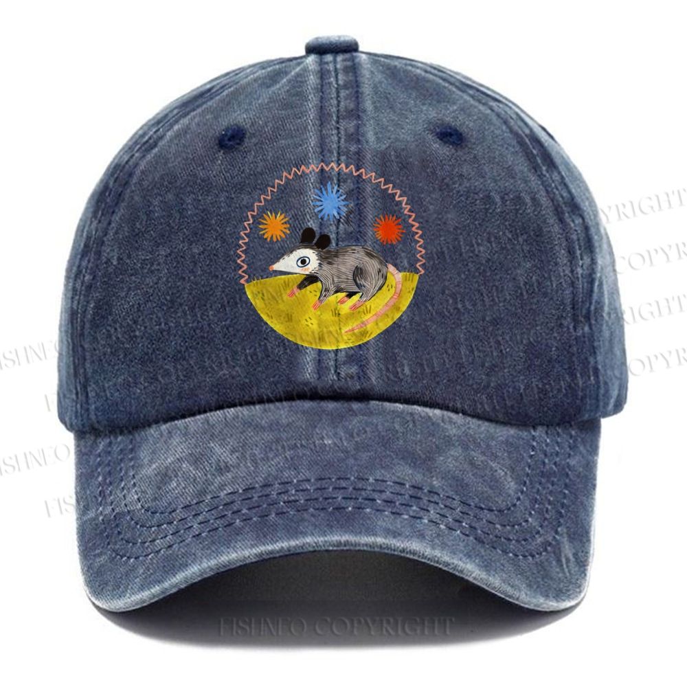 Unisex Vintage Casual Cute Opossum Washed Cap