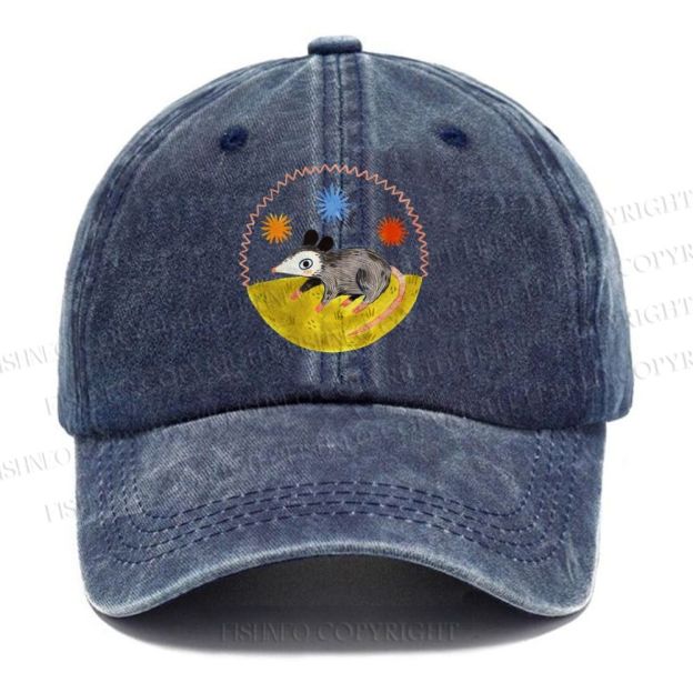 Unisex Vintage Casual Cute Opossum Washed Cap