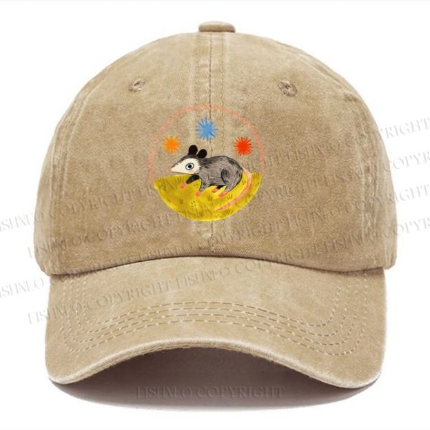 Unisex Vintage Casual Cute Opossum Washed Cap