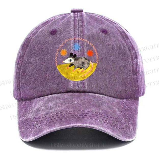 Unisex Vintage Casual Cute Opossum Washed Cap