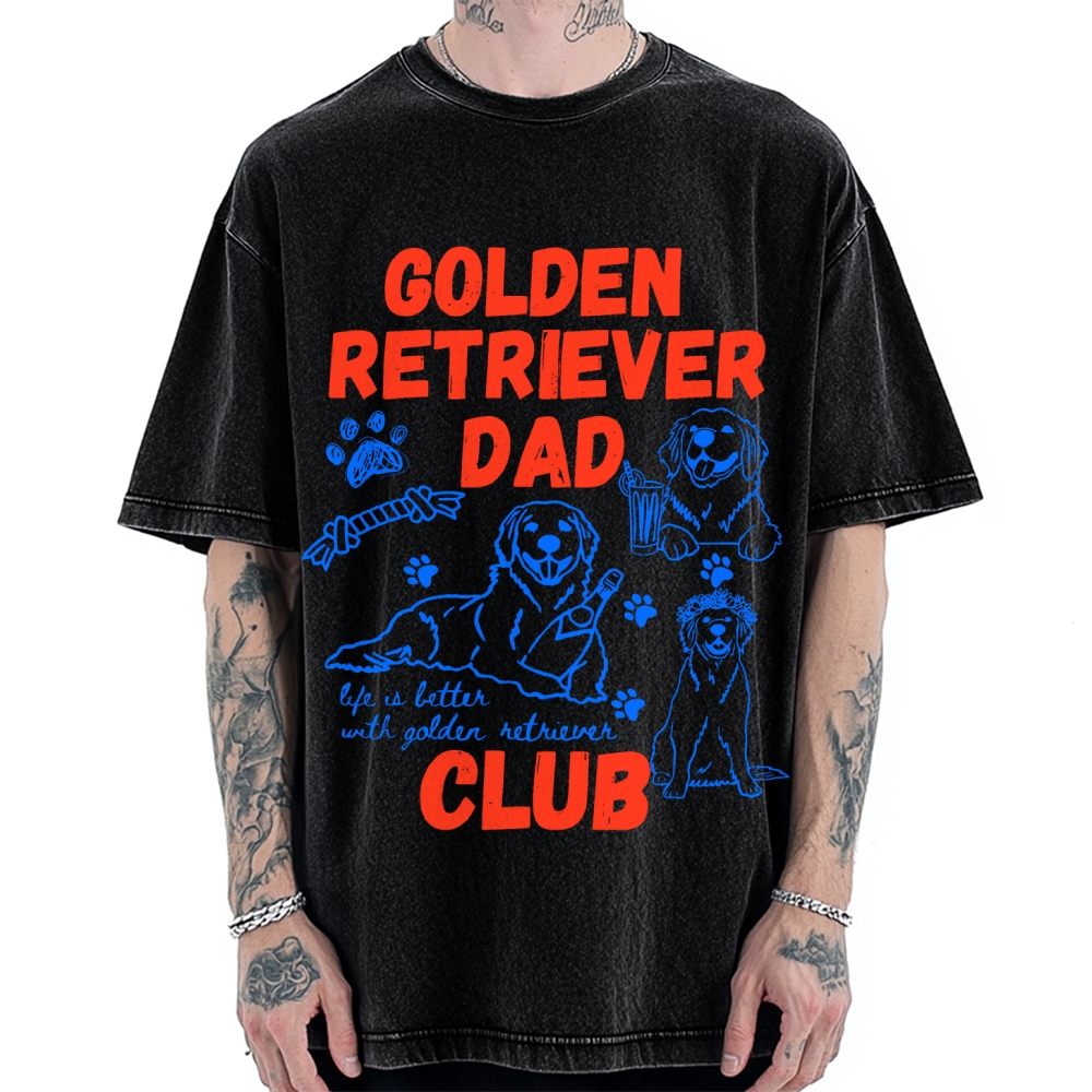 Golden Retriever Dad Club Vintage Washed T-shirt